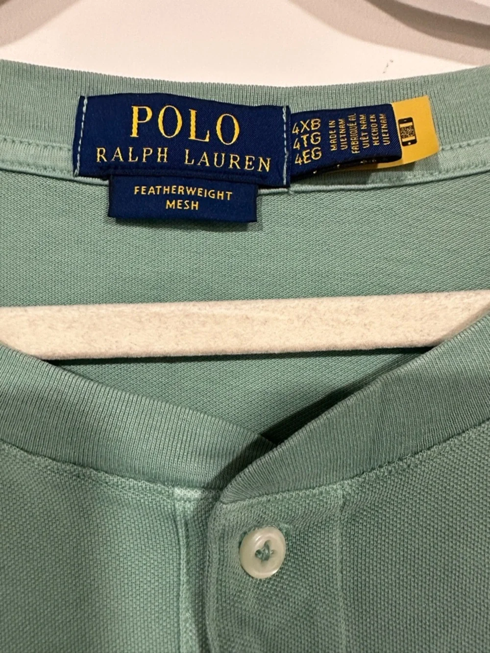 Polo Ralph Lauren Shirt Mens 4XB Green Featherweight Mesh Henley T-Shirt Tee